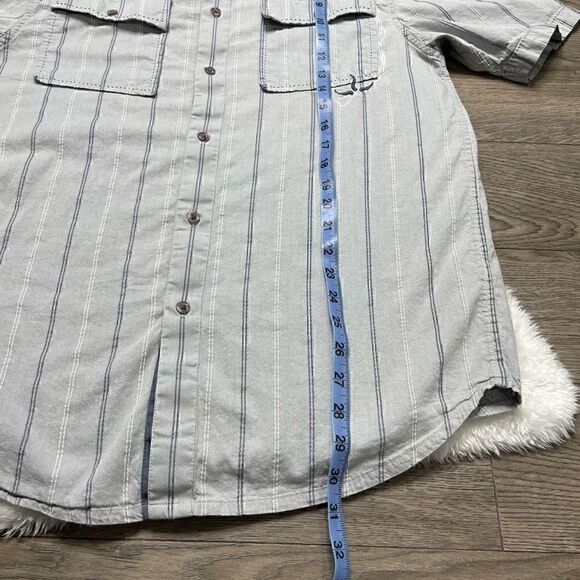 PRANA Button Up Shirt Mens Small Short Sleeve Grey Organic Cotton - Picture 7 of 8